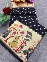Wonderful Bandhej Black Color Silk Saree